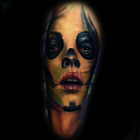 Tattoos - Day of Dead color portrait - 79248